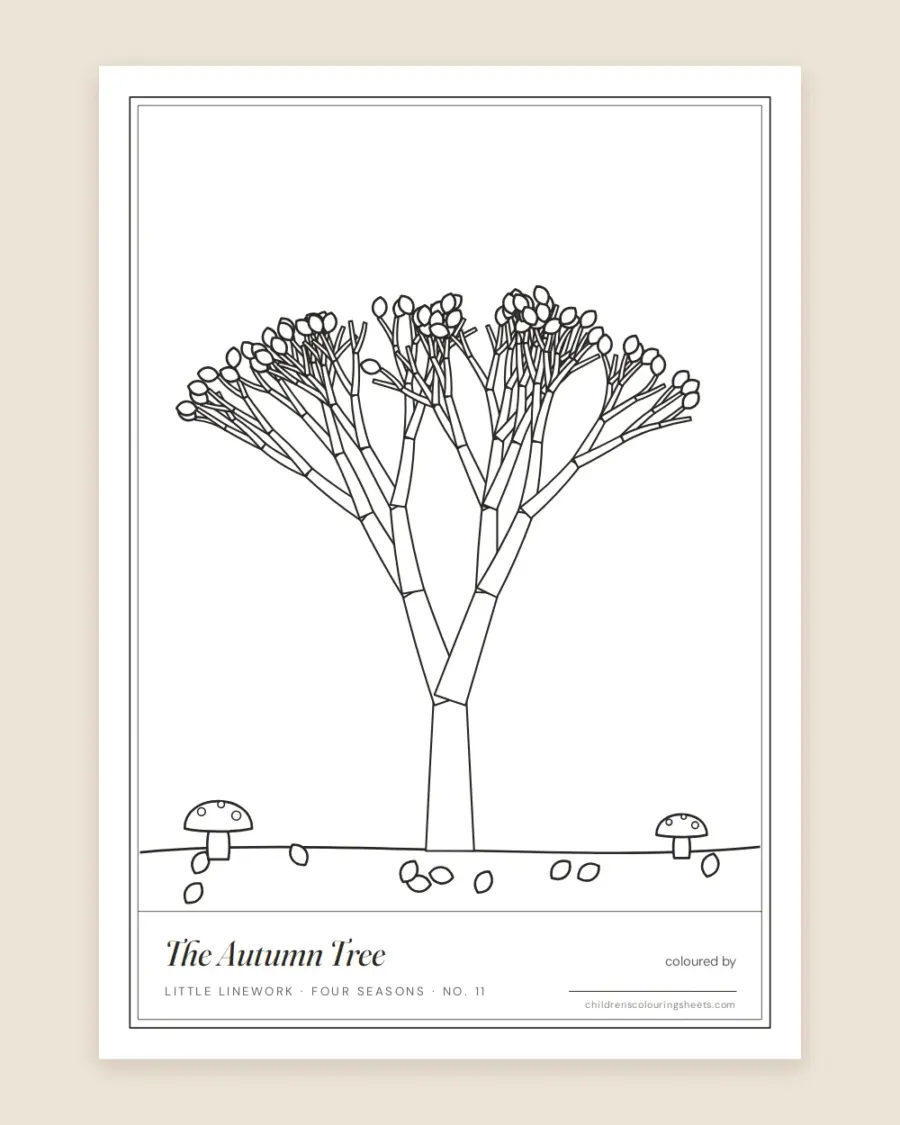 Autumn Leaves Tree Colouring Sheet — printable preview