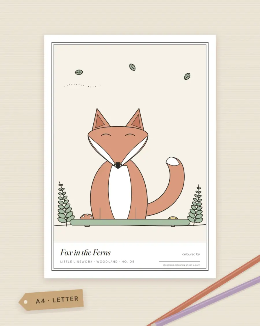 Fox in the Ferns Colouring Sheet