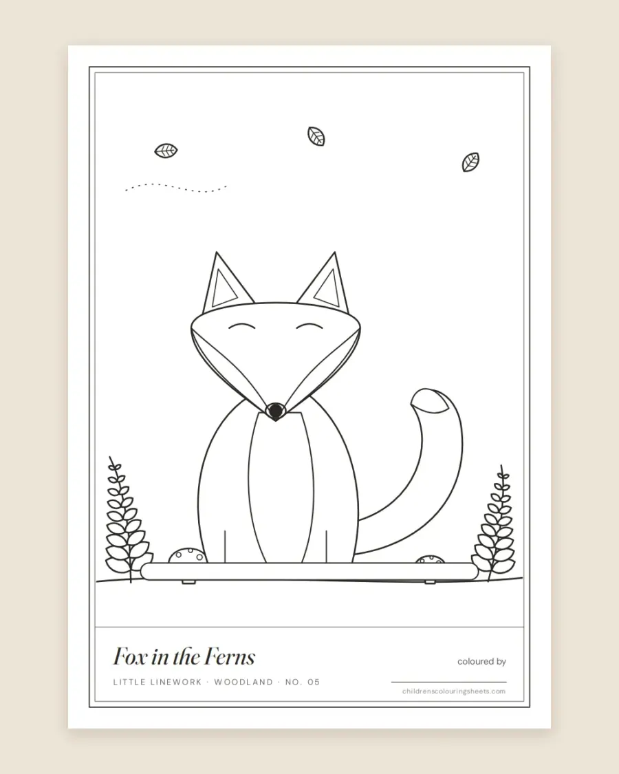 Fox in the Ferns Colouring Sheet — printable preview