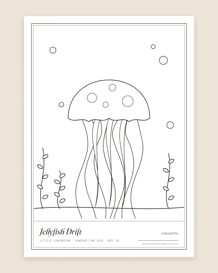 Jellyfish Drift Colouring Sheet — printable preview