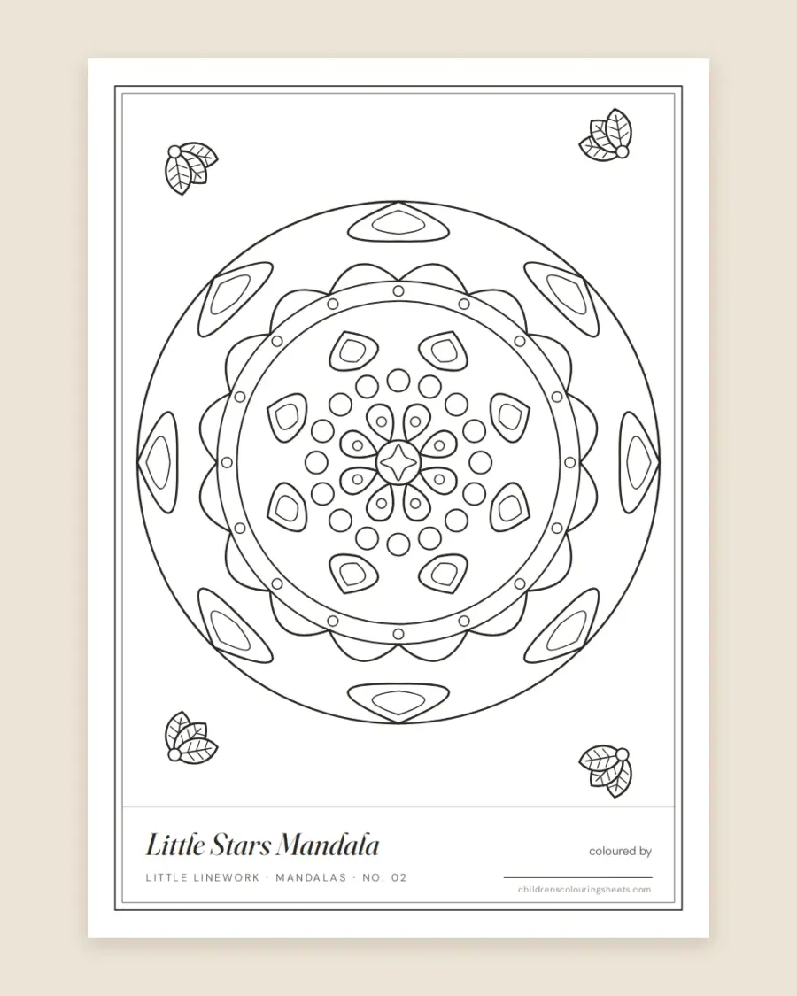 Little Stars Mandala Colouring Sheet — printable preview