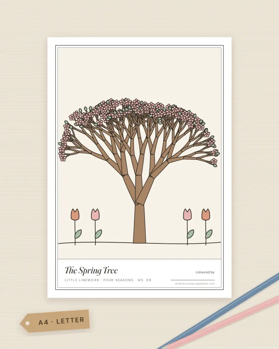 Spring Blossom Tree Colouring Sheet
