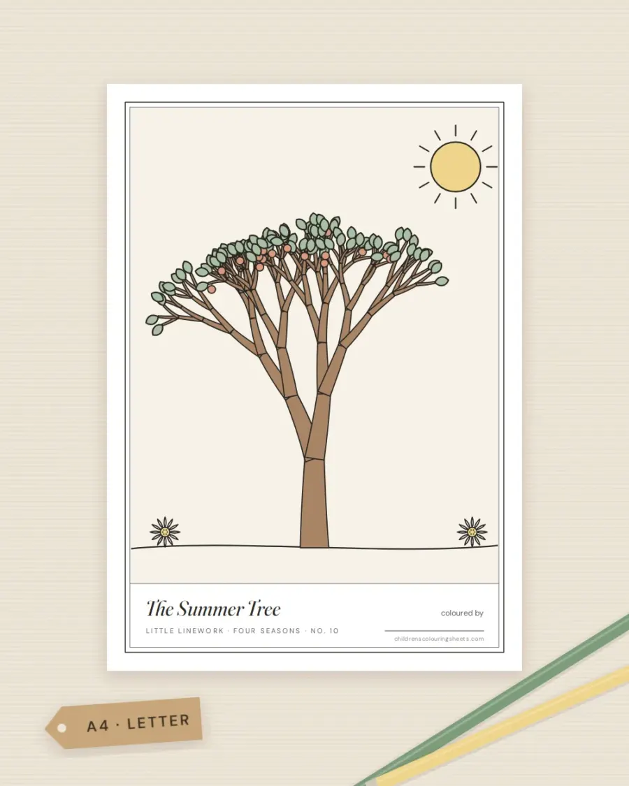 Summer Apple Tree Colouring Sheet