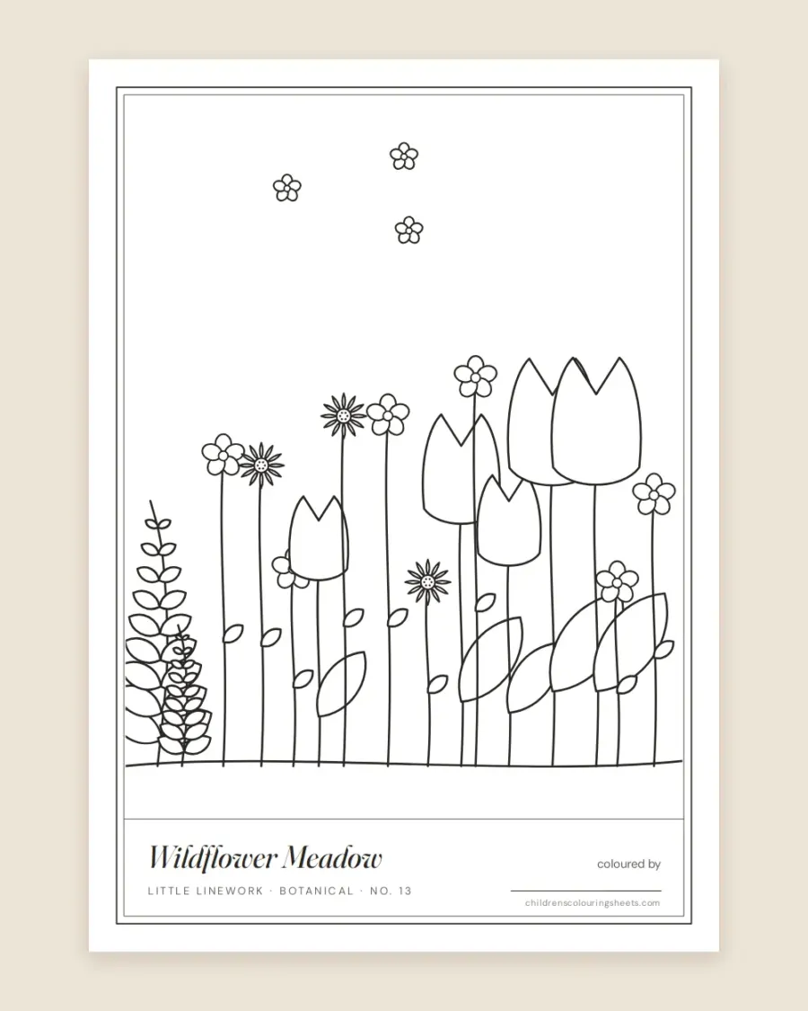Wildflower Meadow Colouring Sheet — printable preview
