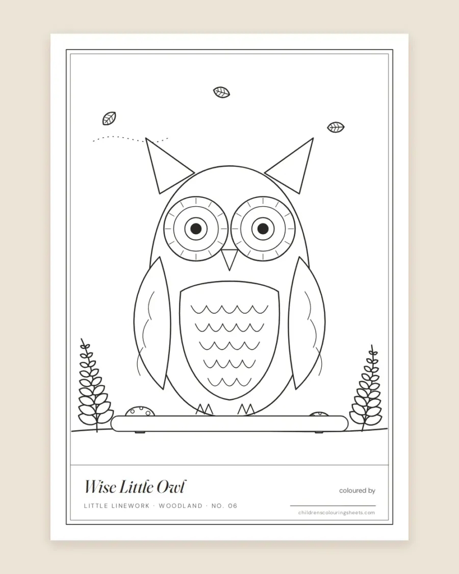 Wise Little Owl Colouring Sheet — printable preview